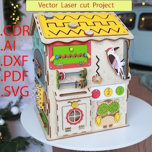 Vector laser cut files , Busy board , Busy house
