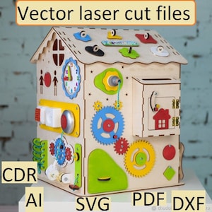 Vector laser cut files , Busy board , Busy house