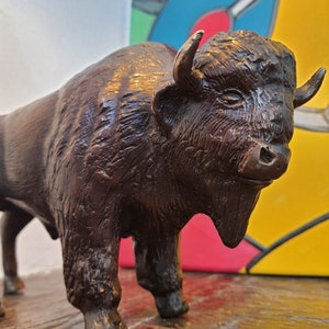 Bison bronze statue