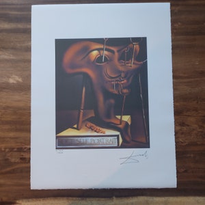 Lithograph after Dali &quot;Soft self-portrait with grilled bacon 50x65,5cm