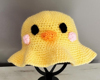 Modello scaricabile per cappello da pescatore a forma di anatra all'uncinetto