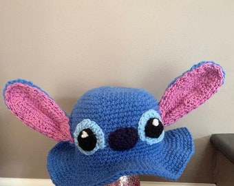 Lilo and stitch crochet bucket hat.  Fun and unique bucket hat for all ages.