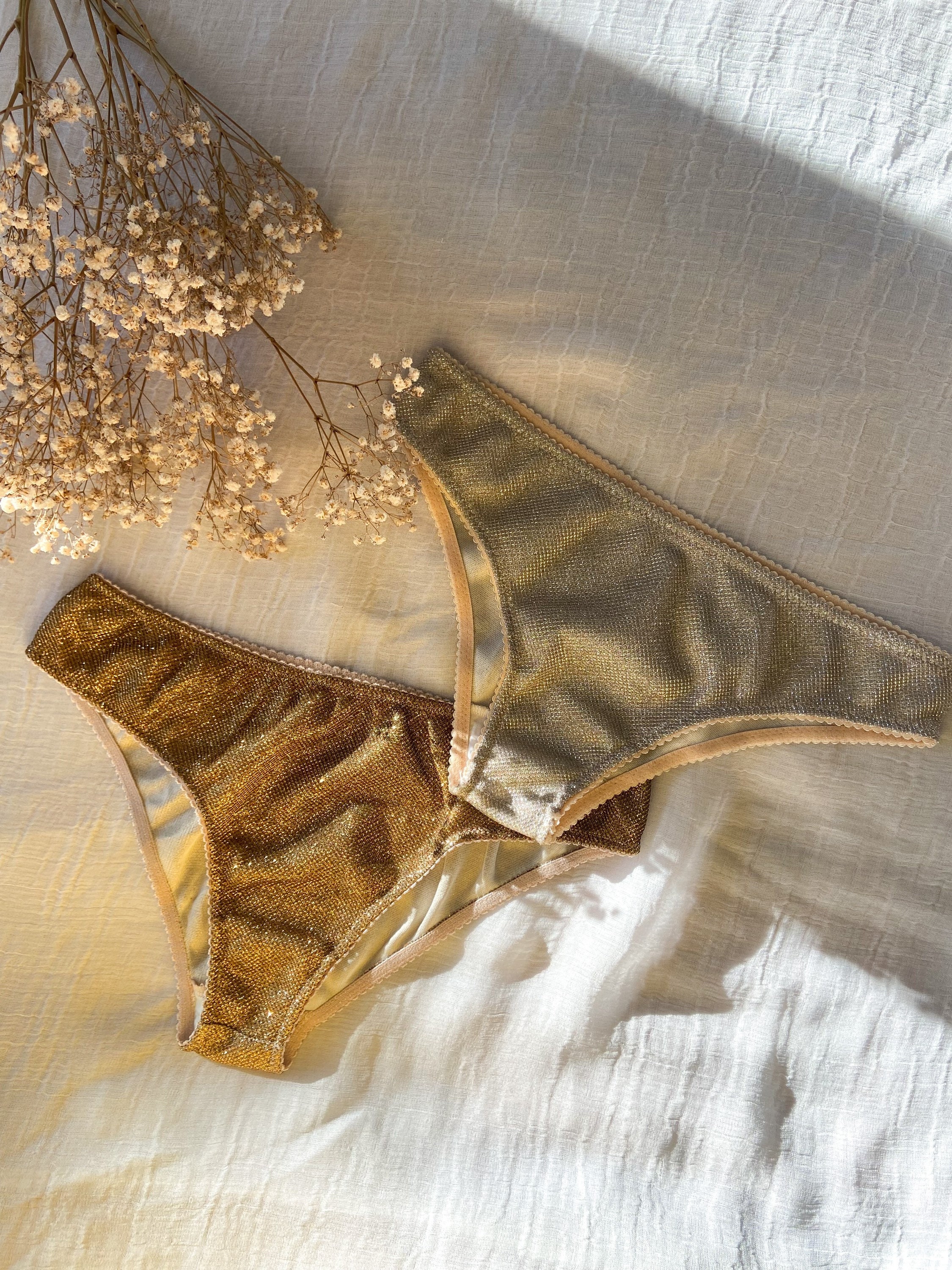 Gold Panties Golden Panties Thong Sexy Panties Erotic Panties Lace Panties  See Through Panties Sheer Panties Valentines Day Lingerie Gift 