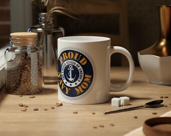 Proud Navy Mom Jumbo Mug - 20oz Coffee Cup for Military Families, Gift for Moms, Navy Pride Mug, Personalized Navy Mom Gift