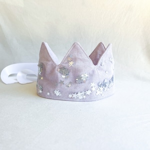 Fabric princess crowns with sequins, linen fairy dress up costume accessory, birthday present for little girl, stocking stuffer for children image 8