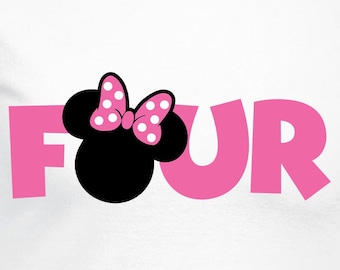 Minnie 4th Birthday Cut Fichiers | Cricut | Silhouette Caméo | Svg Cut Fichiers | fichiers numériques | | PDF Eps | | DXF | PnG Souris