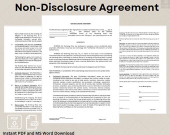 NDA テンプレート、編集可能なビジネス契約書 (Microsoft Word および PDF)