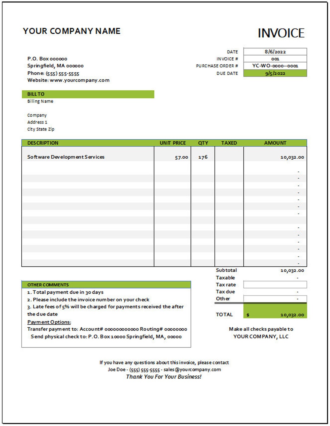Software Development Invoice Software Engineer Sales - Etsy