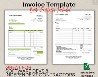 Software Development Invoice - Software Engineer Sales - Services Invoice - Instant Download