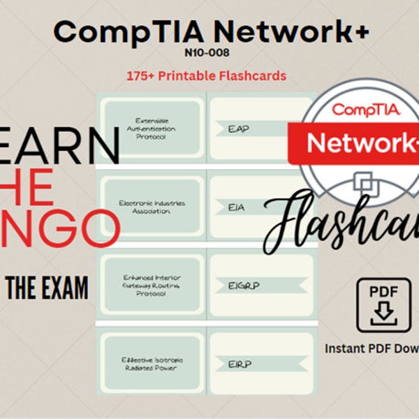 CompTIA Network+ N10-008 Flashcards - Instantly Downloadable PDF