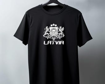 T-shirt con stemma lettone: maglietta unisex in cotone biologico