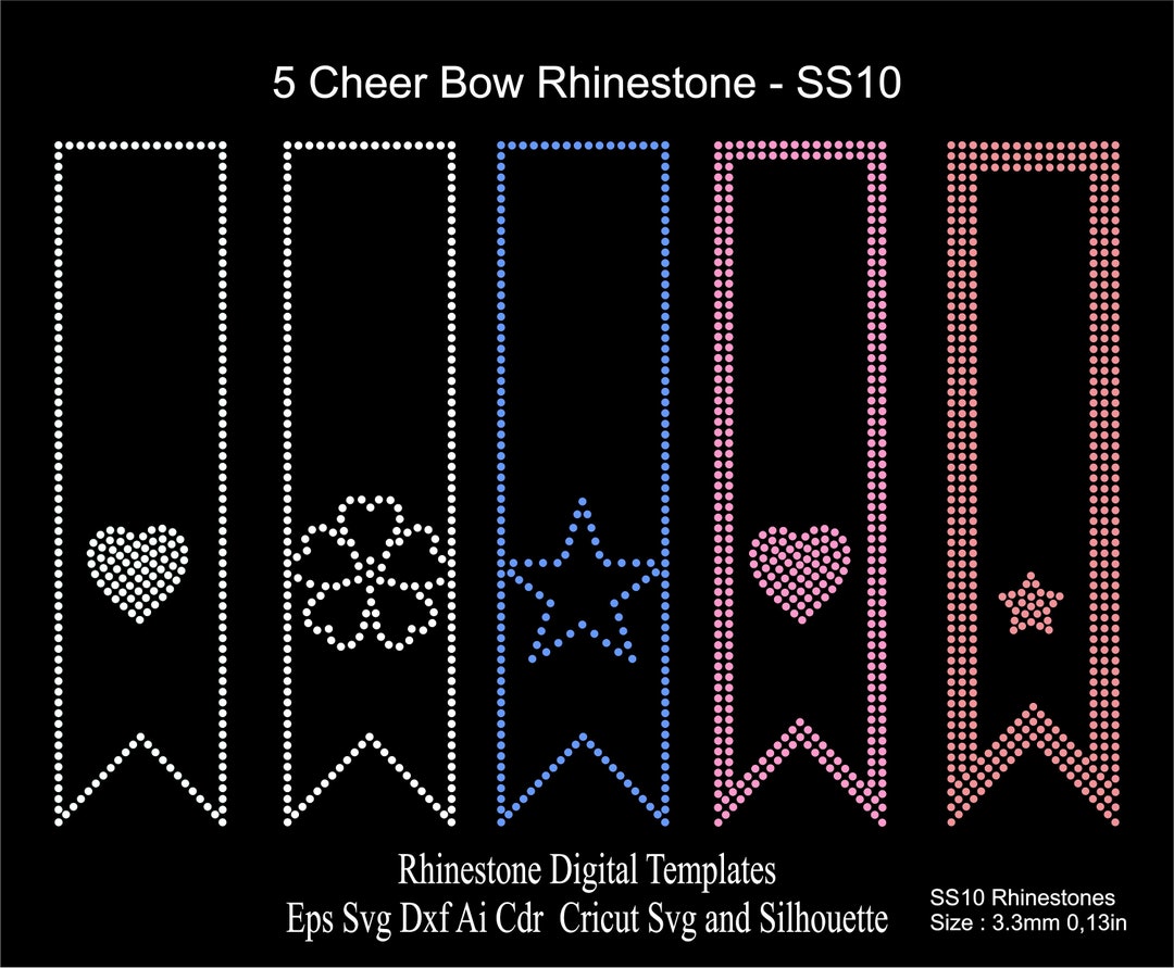 5 New Cheer Bow Rhinestone Template Set V Tail SS10 Rhinestone Etsy