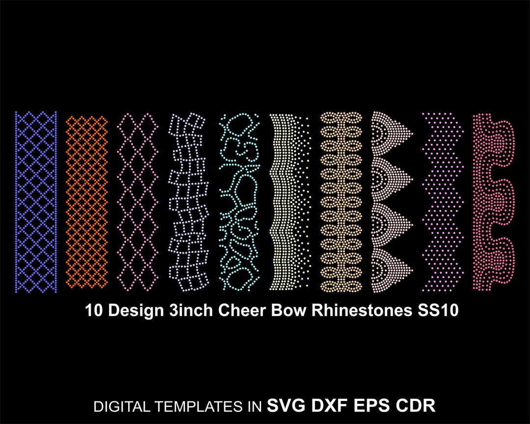 10 Cheer Bow Rhinestone Template 3inch Ribbon Rhinestones Etsy