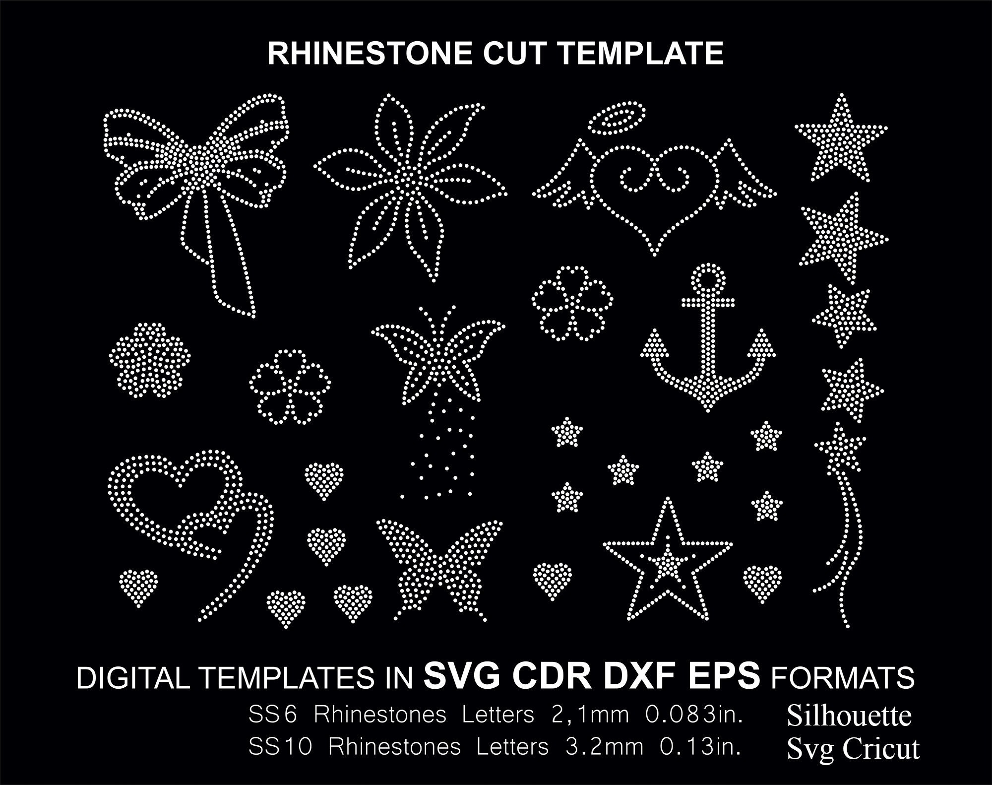 Rhinestone Cut 12 Design Template Set SS6 or SS10 Svg Cdr Eps Etsy Rhinestone Cut 12 Design Template Set SS6 or SS10 Svg Cdr Eps Etsy