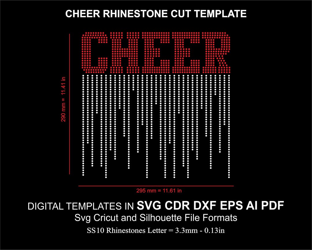 Cheer Rhinestones Pattern Cut Temnplate Cricut Svg Cdr Dxf Eps - Etsy