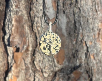Silver Dalmatian Jasper Tree Of Life Pendant