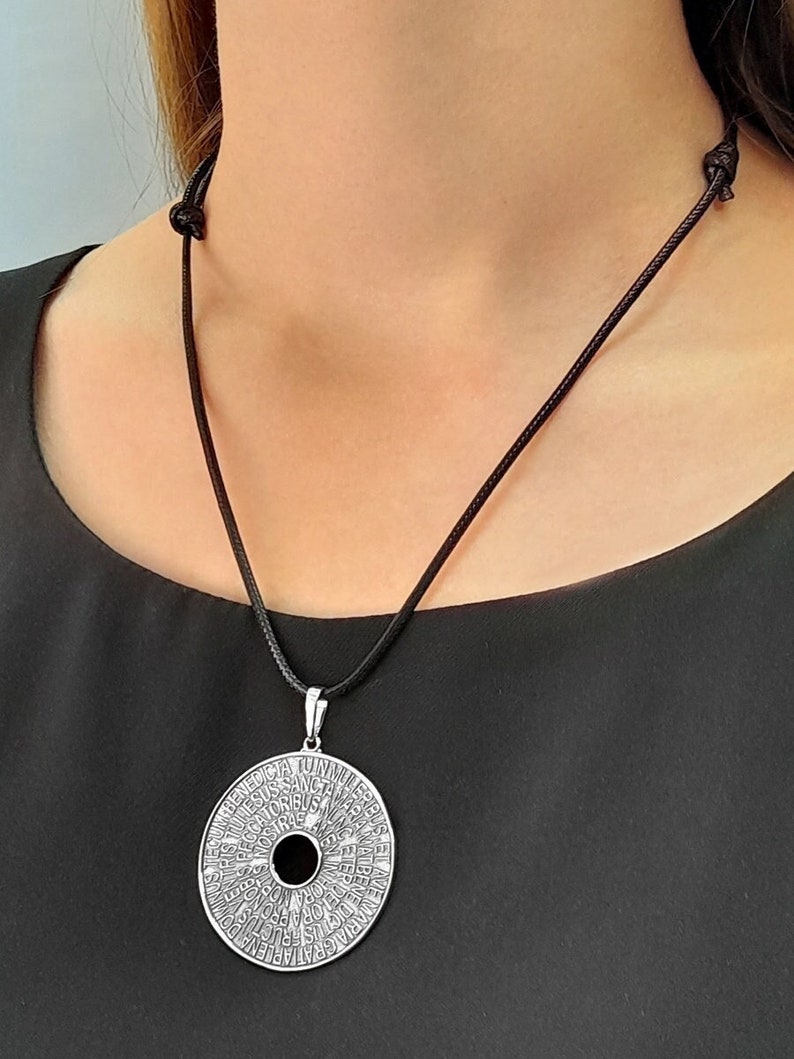 Orthodox Large round pendant Orthodox amulet pendant Saint Maria Necklace for women boho silver Gift for Christian woman image 1