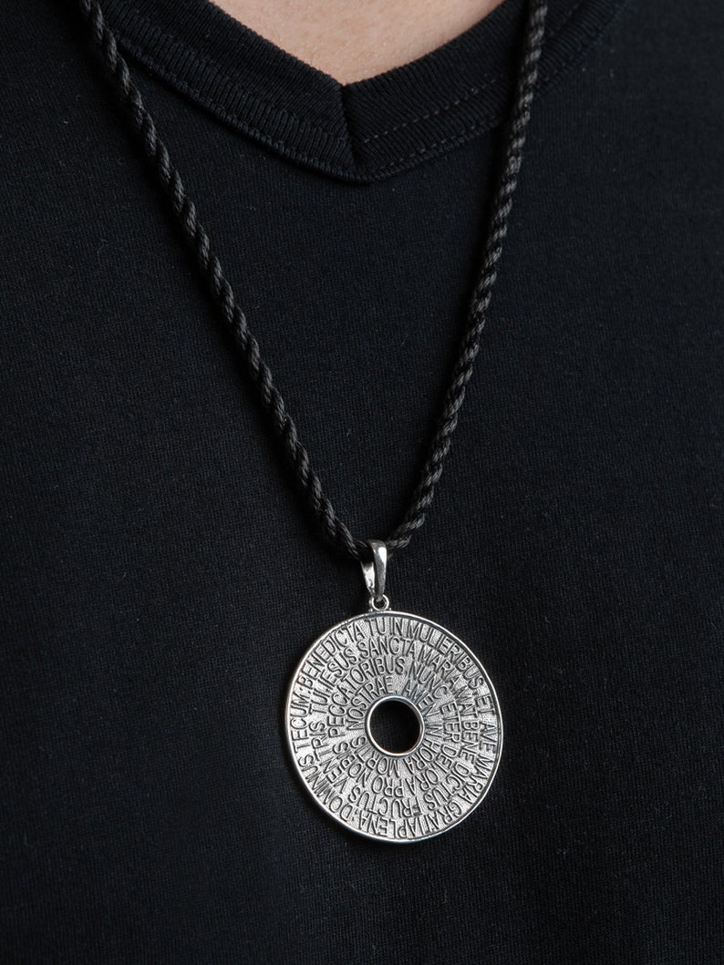 Orthodox Large round pendant Orthodox amulet pendant Saint Maria Necklace for women boho silver Gift for Christian woman image 6