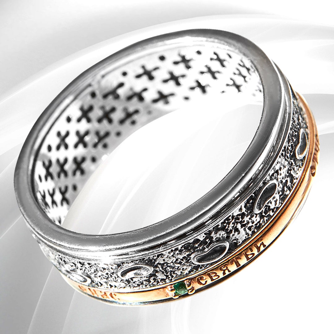 Christian Spinner Ring Blessed Sterling Silver 925 Orthodox Jewelry Protection Amulet Christian