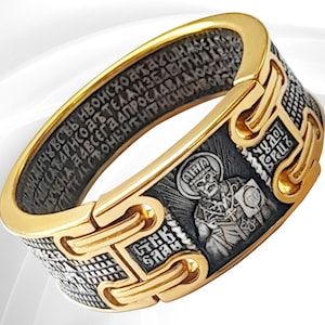 Christian signet silver ring Orthodox Saint Nicholas sterling silver ring men Blessed Jewelry Orthodox christian ring amulet Gift for him