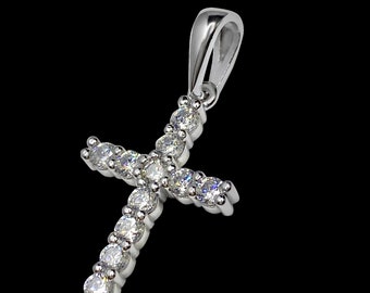 Silver cross pendant with cubic zirconia