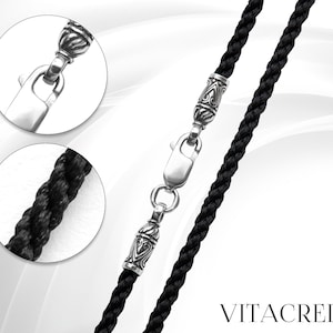 Black silk Cord for christian pendant necklace braided neck jewelry cord orthodox jewelry cord silver filled carbine for cross pendant 3mm