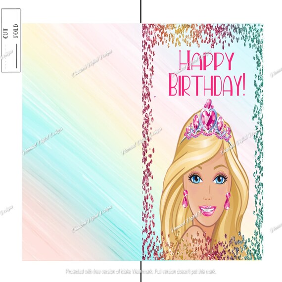 Barbie Birthday Card Printable Birthday Card Digital - Etsy