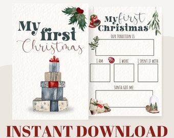 My first Christmas printable card keepsake - babies first Christmas keepsake - my first Christmas