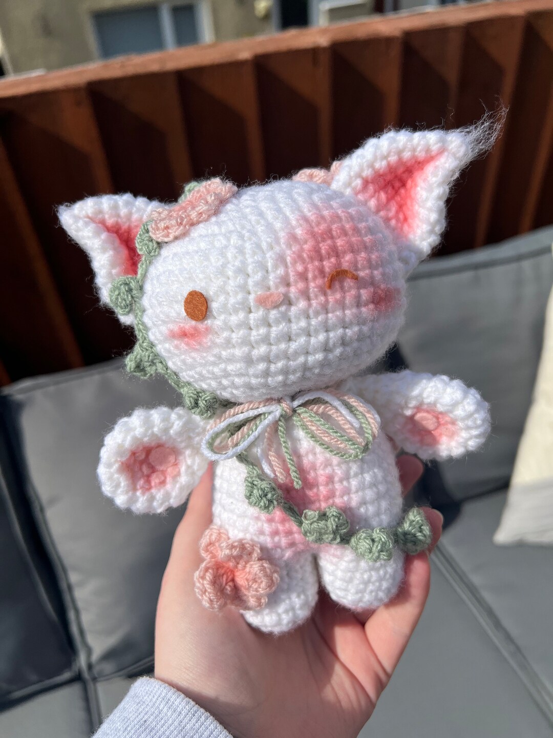 Blossom Kitsune Crochet Plushie Handmade - Etsy