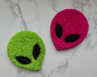 Needle Punch Alien Coaster: Handmade Mug Rug