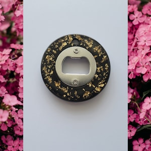 Bottle Opener, Black Bottle Opener, Resin Bottle Opener, Beer Opener, Black w/Gold Flakes