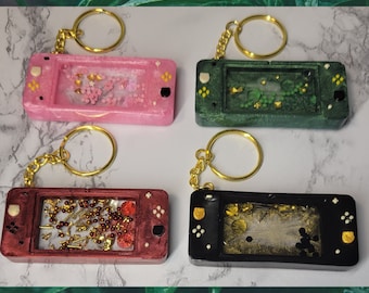 Gameboy Inspired Resin Shaker Keychain: Gamer Gift