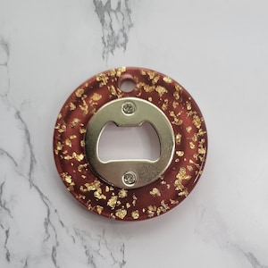 Handmade Red Resin Bottle Opener with Gold Flakes