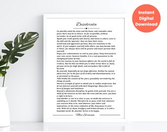 Desiderata di Max Ehrmann, poesia ispiratrice stampabile da parete, citazione motivazionale sul pensiero positivo, regalo di laurea, varie dimensioni
