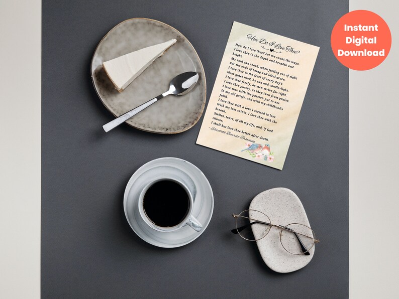 How Do I Love Thee Love Poem, Printable Love Poem, Elizabeth Barrett Browning, Wedding Poetry