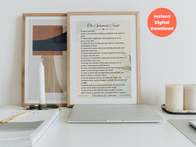The Optimist Creed Promise Yourself by Christian D. Larson ...