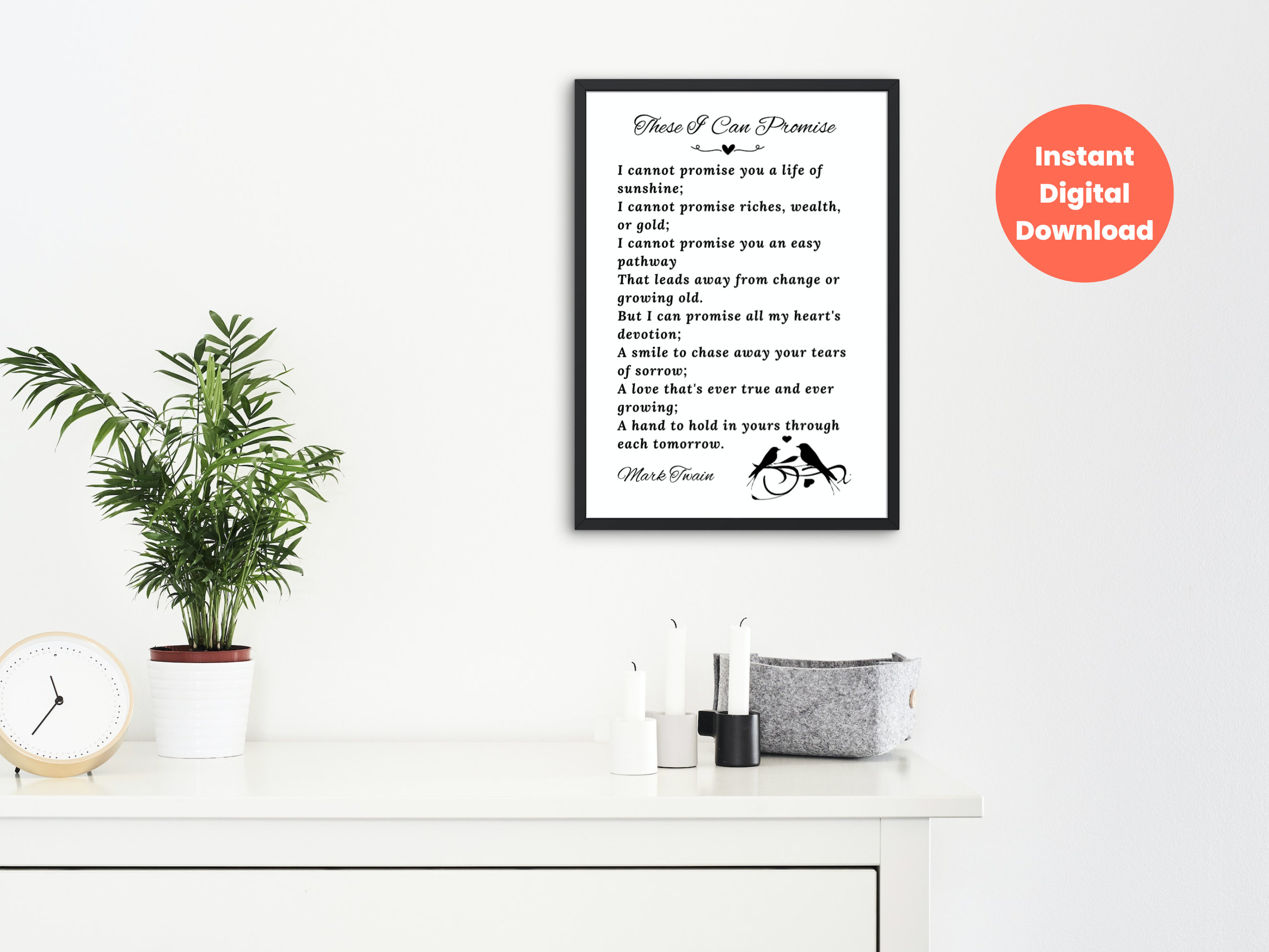 These I Can Promise Printable Love Poem by Mark Twain Etsy