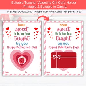 Comme c'est doux d'être enseigné par vous Enseignant modifiable Porte-carte-cadeau pour la Saint-Valentin, mentor, tuteur, entraîneur, cadeau de remerciement