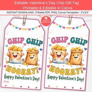 Etiquetas Chip Chip Hooray para el día de San Valentín, etiqueta de regalo de San Valentín para el aula, niño, clase, equipo, amigo, vecino, compañero de equipo, compañero de clase, guardería, San Valentín