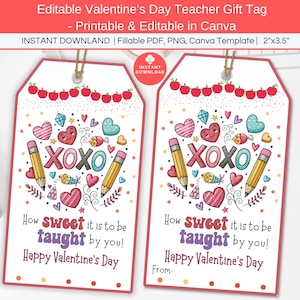 Bewerkbaar cadeaulabel leraar waardering, hoe lief het is om door jou geleerd te worden Afdrukbaar valentijnskaartje, Valentijnsdagcadeau leraar klaslokaal
