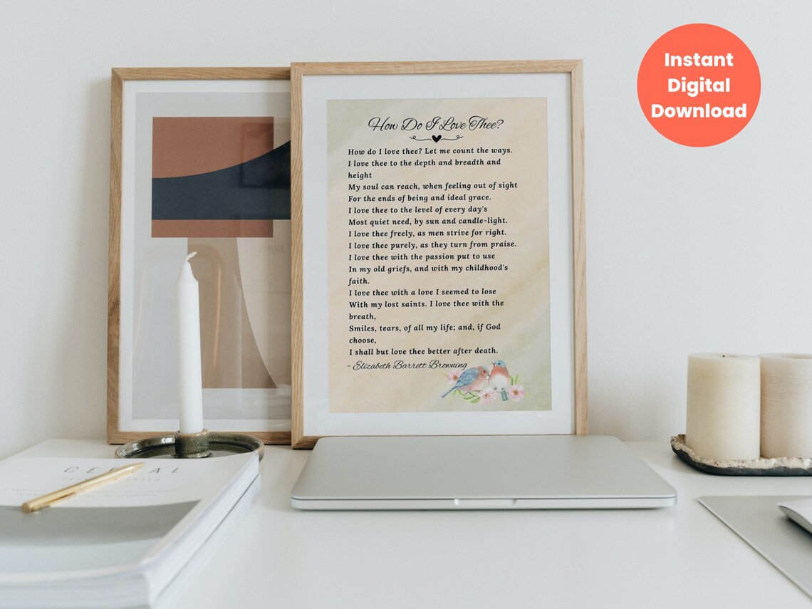 How Do I Love Thee Love Poem, Printable Love Poem, Elizabeth Barrett