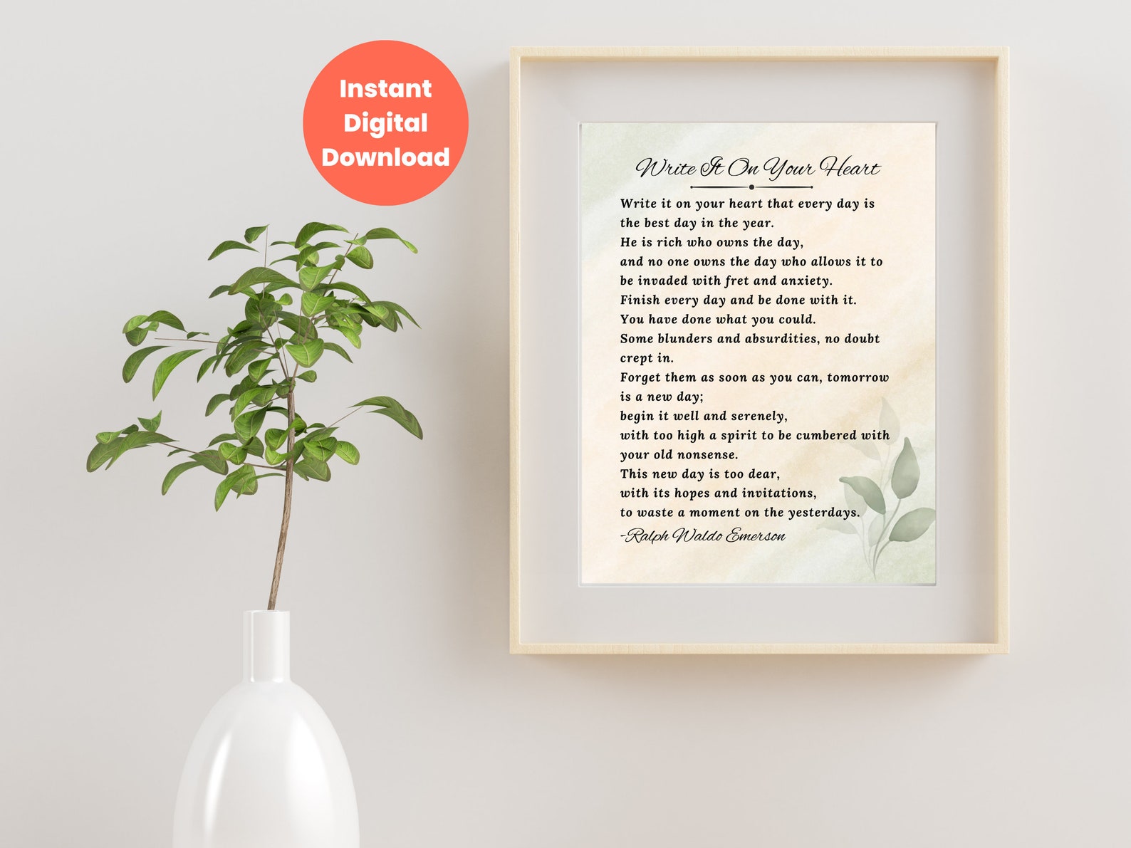 Write It on Your Heart Printable Poem Wall Art, Ralph Waldo Emerson ...