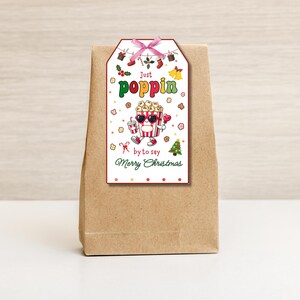 Just Poppin by to Say Merry Christmas Gift Tag, Editable Printable ...