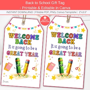 Étiquette-cadeau de bienvenue à imprimer, étiquette de régal pour les élèves de la rentrée scolaire, cadeau de rentrée pour la classe, étiquette d'appréciation pour les enseignants