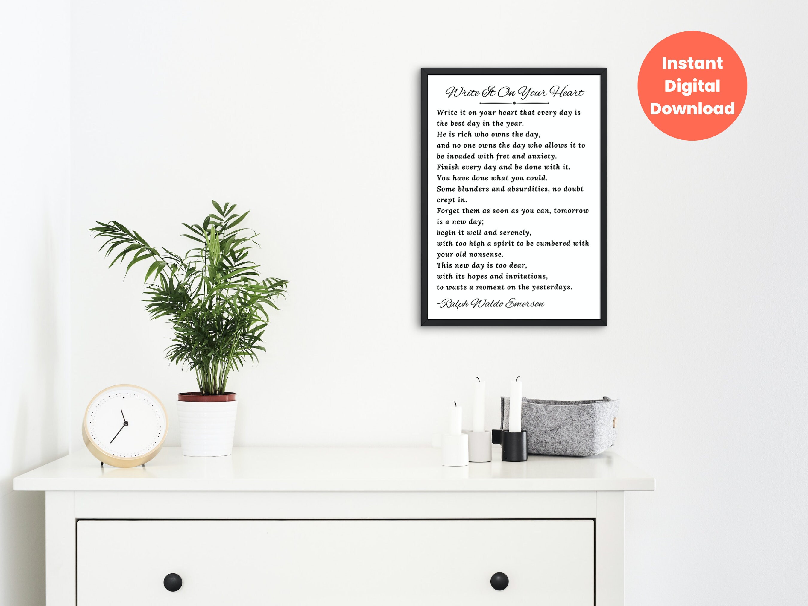 Write It on Your Heart Printable Poem Wall Art, Ralph Waldo Emerson ...