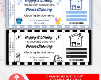 House Cleaning Coupon Printable Voucher Canva Template, Editable Gift Certificate for New Mom, Birthday, Gift For New Parents Busy Family