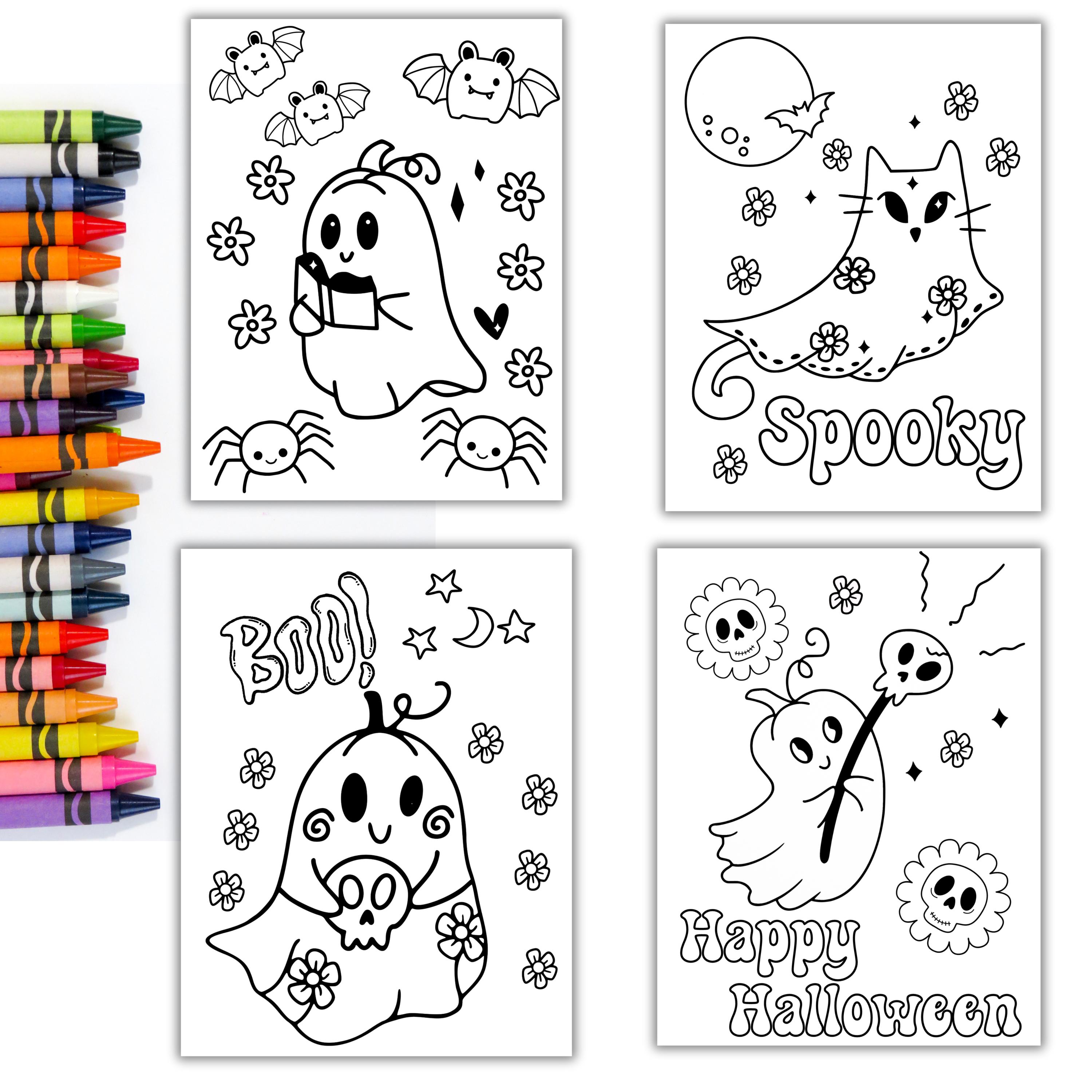 Retro Groovy Halloween Coloring Pages Printable, Bold and Easy Cute and ...