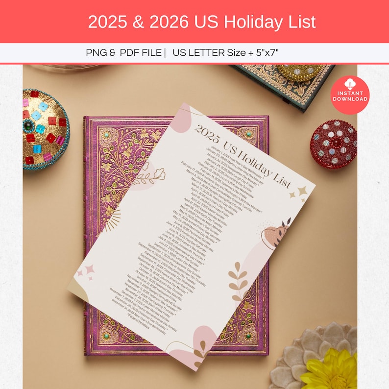 2025 Holiday List, 2026 Holiday List Printable, US Federal Holidays ...