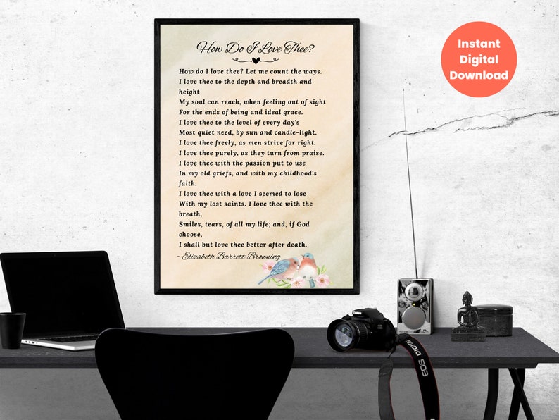 How Do I Love Thee Love Poem, Printable Love Poem, Elizabeth Barrett
