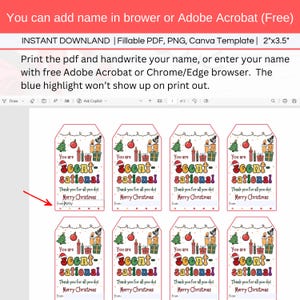 Candle Christmas Thank You Tag, Editable You are Scent-sational Appreciation Basket Tag, Holiday Teacher Nurse Gift, Soap, Spa, Perfume Gift. 2 versions, one with "From" and one without. Tag size is 2"x3.5". You can edit the tags in Canva or add your name in fillable pdf.